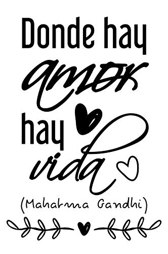 Docliick® Vinilos de pared decorativo con frase decorativa 'DONDE HAY AMOR HAY VIDA' Pegatinas decorativas pared. Decoración casa Docliick DC-19140 (Vinilo de corte, 30x20cm)