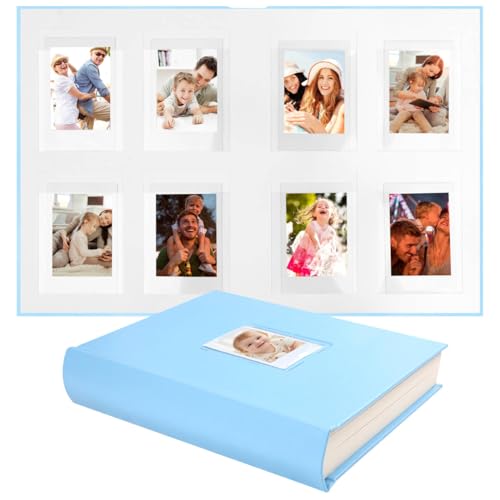Image of Ruibytree 128 Pockets Instant Mini Photo Album for 2x3 Pictures, Faux Leather Hardcover Fits Polaroid Photo Albums with Writing Space for Fujifilm Instax Mini Series Instant Film, Blue