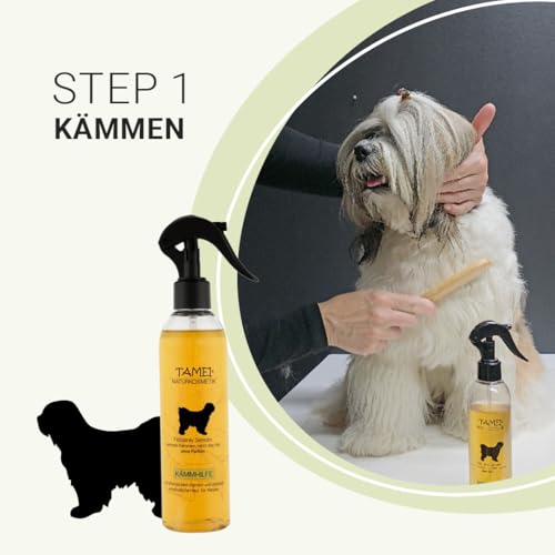 Tamei Bio Fellspray zur Kämmhilfe und Pflege für empfindliche Hunde und Welpen - natürlich biologisch, 250ml (Sensitiv ohne Duft) - vegan - Fell glättend, vitalisierend und aufbauend
