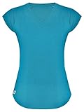 GO HEAVY Damen Fitness Funktions Sport T-Shirt Laufshirt Kurzarm Schnelltrocknend Yoga Sportoberteil | Türkis S