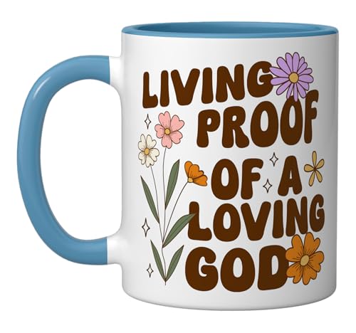 Taza de cerámica con mensaje religioso 11 oz azul/blanco miniatura 1