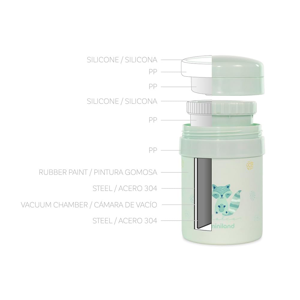 Thermos Miniland Thermetic Valencia 700ml - Pour Aliments Bébé, 3 Compartiments, Maintien Température
