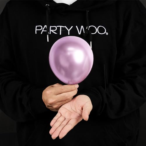 Image of PartyWoo Metallic Pinkish Purple Balloons, 50 pcs 5 Inch Metallic Pink Balloons, Pink Metallic Balloons for Balloon Garland Balloon Arch as Wedding Decorations, Birthday Party Decorations, Pink-G108