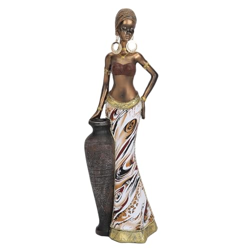 Tissting Sculpture de Femme en Résine, Statues Africaines de 12,4 Pouces, Figurine de Dame Tribale avec Grand Vase, Figurines de Collection pour étagères,...