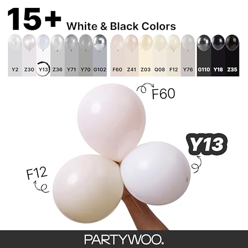 Image of PartyWoo White Balloons 100pcs Different Sizes Pack of 18 12 10 5 Inch Matte White Latex Balloon Arch Kit Garland for Wedding Bridal Graduation Baby Shower Birthday Party Decorations White-Y13