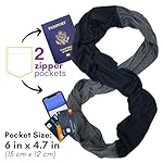 elzama Travel Scarf 2 Hidden Zipper Pocket for Women, Infinity Loop Scarf with Double Zip Pockets, Neck Wrap, Dual Color - Image 2