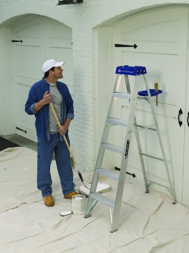 Louisville Ladder Louisville AS2100, 250 lb, 3 in Width X 3 in Depth Non-Conductive Rail, 5 Rung 6-Foot Aluminum Step Ladder, 250-Pound Capacity, AS2106, 6-Feet, 6 Ft