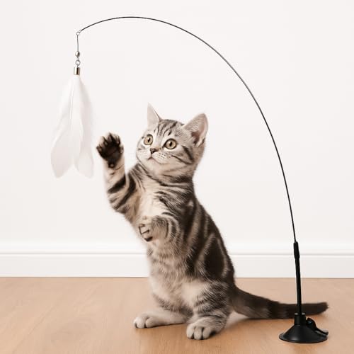 Brinquedo Interativo para Gatos com Ventosa, Base Durável e Lavável, Sino Incluído