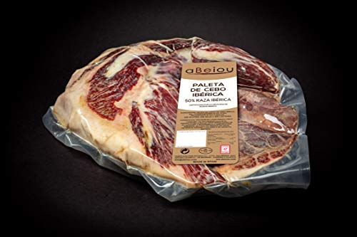 aBeiou. Iberische Köderschulter. Ohne Knochen. Vakuum. Iberischer Schinken. Reifezeit +28 Monate in Guijuelo Spanien. Hycer Garantiezertifikat. Gewicht 2-2,5 kg. Jamon iberico. Patanegra