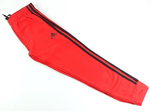OuterStuff Adidas Youth Fleece Collection (Youth Medium 10/12, Tapered Hem Sweatpants, Scarlet/Black)
