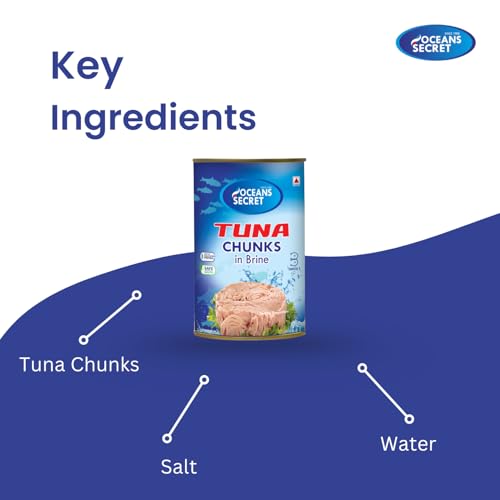Image of Oceans Secret Tuna Chunks in Brine 400gm Pack of 4 Canned Tuna Fish | Balanced Nutrition | Light Taste | in Clean Brine | Premium Cuts Ready to Eat