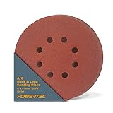 POWERTEC 45112 A/O Hook and Loop 8 Hole Disc, 6-Inch, 120 Grit, 25 PK