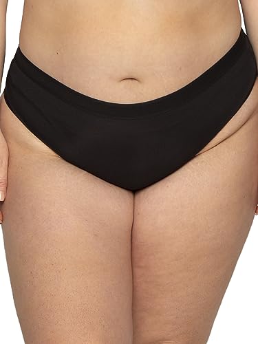 Curvy Couture Women's Plus Size Silky Smooth High Cut Brief Black Hue L