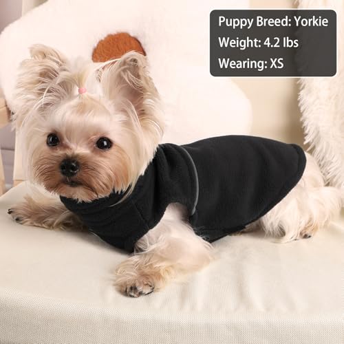 Image of Dog Clothes for Small Dogs Fleece Vest Dog Sweater Boy Girl, Warm Pullover Fleece Doggie Jacket, Winter Pet Ourfit Chihuahua Sweater - Yorkie Clothes (Black, XX-Small)