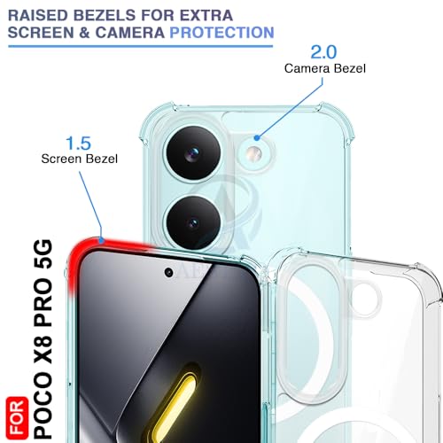 Image of AESTMO Clear Back Cover for Poco X8 Pro 5G | 360 Protection | Transparent Back Cover for Poco X8 Pro 5G (PC + TPU, Compatible with MagSafe Accessories, Transparent Bumper)
