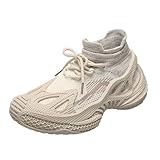 Tenis de lentejuelas para caminar, de malla, patrón de escamas de peces, tenis de moda para mujer, talla 9, beige, 7 UK 3X-Narrow