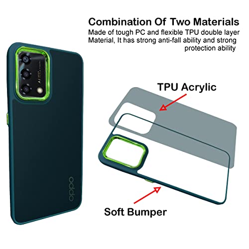 Image of A rtistque Frosted Translucent Back Cover Case for Oppo F19 / F19s | Electroplated Chrome Ring | Raised Camera Edges for Protection | Smooth Sides TPU - Green