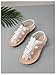 GORGLITTER Women's Flower Flat Sandals Wedding Sandals for Bride T-Strap Thongs Open Toe Summer Beach Shoes White 8