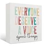 Nrleey Speech Therapy Wood Sign - Slp Gifts Wooden Box Signs, Speech Pathologist Gifts, Inspirational Counseling Room Decor, Speech Therapy Decorations for Classroom, 5 X 5 Inches