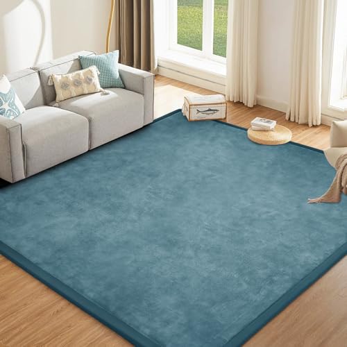 Image of Baby Play Mat for Floor Nursery Rug Muscle Mat Area Rug Playroom Rug 79 inchx110 inch Playpen Mat Elastic Foam 1.3 inch Thick Crawling Mat for Babies,Toddlers, Infants, Kids,Indigo