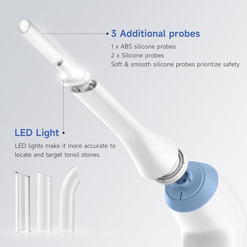 Image of Electronic Tonsil Stone Remover, Vacuum Tonsil Stone Removal Kit with LED Light, 3 Suction Modes, Tonsil Stone Cleaner Tool, Oral Care for Mouth Health, USB Rechargeable (White 2)