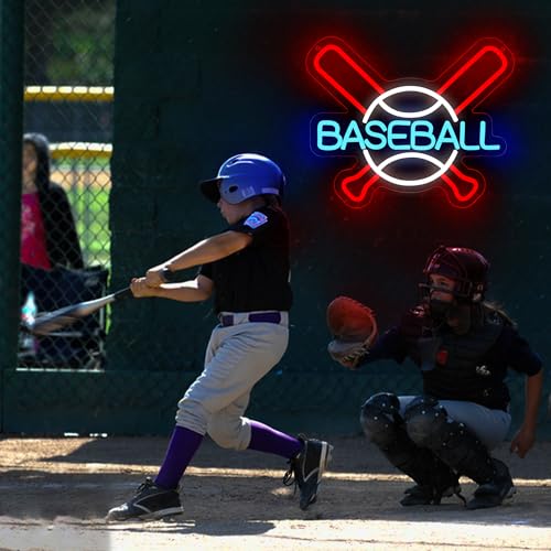 Image of Baseball Neon Sign for Wall Decor Baseball Sport Team LED Neon Light for Man Cave Dormitory Bar Club Birthday Gifts for Sport Fans USB Powered