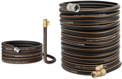 Giraffe Tools Hybrid Garden Hose 5/8" x 25ft and Hybrid Garden Hose 5/8" x 75ft,Male and Female Fittings with Shut off Valve, Flexible, Heavy Duty, Leakproof, Lightweight Water Hose