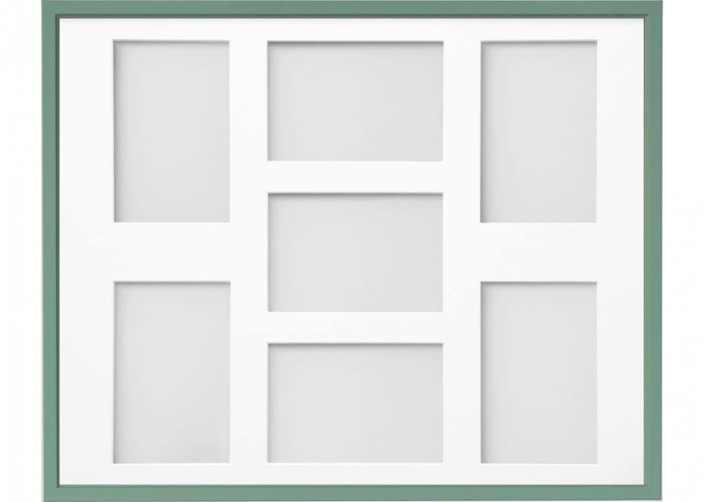 Frame Company Drayton Multi Aperture Photo Frame, Green, 20x16 for 6x4 inch (x7)