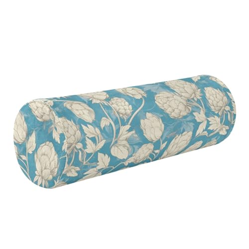 miaozhen Bavarian Personalized Badge Blue and White Elegant Back Cylinder Foam Pillow Cylinder Pillow for Knees almohada Cervical para dormir 5.5''x17''
