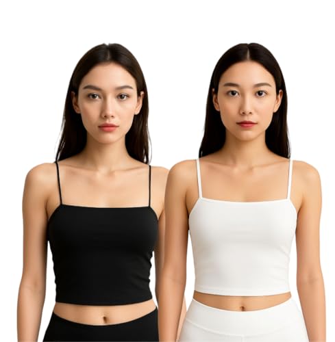 Image of Women's Seamless Long Crop Top Combo | Lightly Padded Smooth Stretchable Camisole Bra for Daily Comfort & Support | Pack of 2