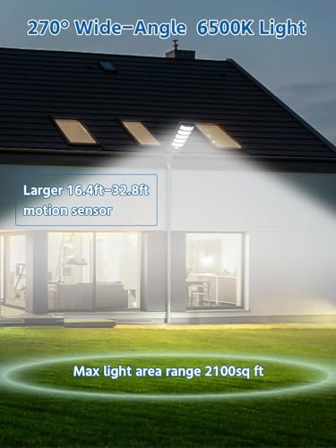 Image of LITVERSE 300W Solar Wall Mount Street Light, IP67 Waterproof with Remote & Motion Sensor. Dusk to Dawn 6500K Cool White LED Flood lamp, Durable ABS Alloy Body for Home, Garden, Yard, gate & Parking