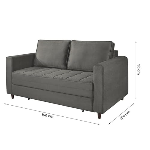 Sofá Cama Belize 2 Lugares Com Pés de Madeira e Rodízios Grafite