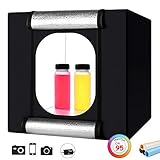 [page_title]-Foto Zelte, Heorryn 40 x 40 x 40cm Faltbare Fotostudio Lichtzelt Kit mit 126 Dimmbare LED-Beleuchtung und 5 Farbhintergründen für die Fotografie (16''/40cm)