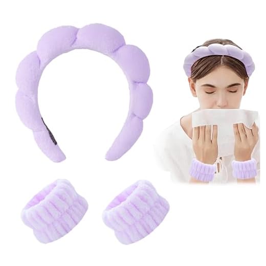 Juego de 3 Diademas de Spa, Diadema de Maquillaje y Pulsera, Diademas Faciales de Spa, Diadema de Esponja para Lavar la Cara, Muñequera para Spa, Evite Que los Líquidos se Derramen por Sus Brazos (#5)