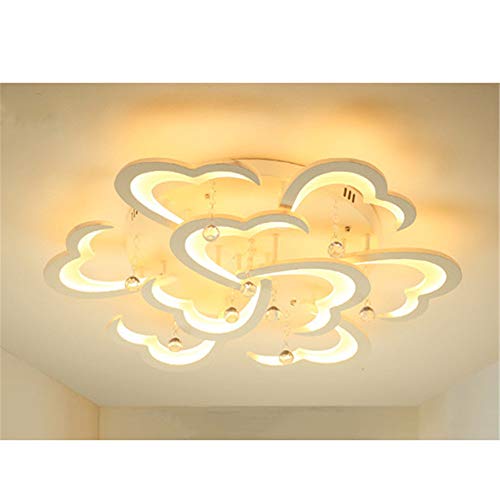 LED Plafonnier Acrylique Simple Moderne Moderne Salon Lumière Cristal Plafonnier Chambre Lumière Créative Forme De La Fleur Lumière - Trois Couleurs Gradable Avec Télécommande (9 têtes 82×10.5cm) Cover
