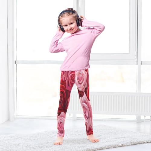 Bolaz Toddler Girls Leggings Printed Yoga Pants Leggings Red and Pink Roses for Kids4