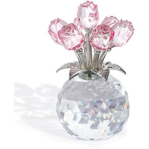 Crystal Pink Rose Bouquet Figurine Gift Cover