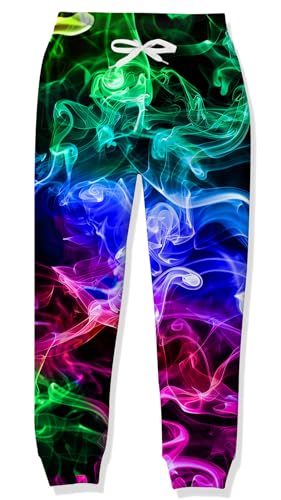 RAISEVERN Kinder Jogginghose Bunt Jungen 3D Hose Lustige Smog Druck Coole...