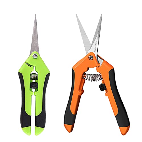 Beadnova Trimming Scissors Gardening Scissors Pruning Snips Garden Sheers Trim Scissors Plant Trimmers Pruners For Gardening (Green Orange, 2 Pcs) #TOP13