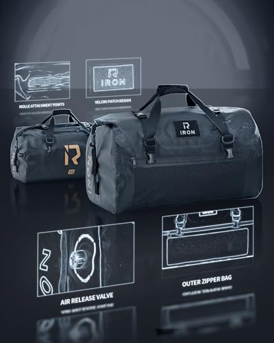 IRON JIA'S Motorradtasche Gepäckrolle wasserdichte Hecktasche Satteltasche Reisetasche mit rollversiegelten Schultergurten geeignet für Radfahren Camping Wassersport-50L