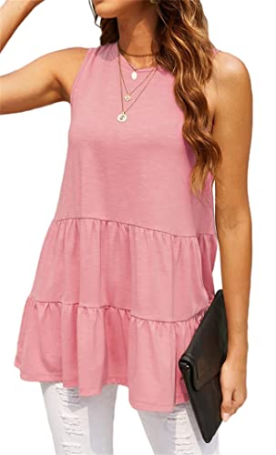 Sweetnight Pink Tank Tops For Women Dressy Casual Crew Neck Flared Cute Peplum Maternity Tunic Top Pink Xxl #TOP25
