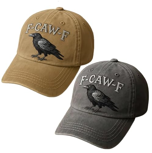 F-Caw-F Crow Hat Vintage Gothic Black Bird Fcawf Cap Embroidered Adjustable Baseball Caps Gifts for Men Women-2pcs D