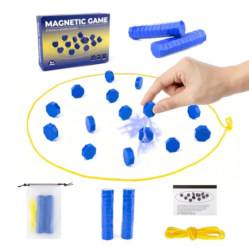 Magnetic Chess Game Set with 24 Stones & Rope, Portable Multiplayer Magnet Board Game for Adults,Family Board Games Set, Party Travel Desktop Magnetic Strategy Game