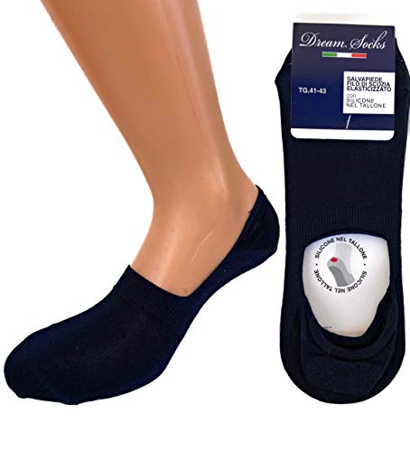 Lot de 6 paires de chaussettes invisibles pour pieds avec silicone sur le talon, chaussettes fantômes respirantes invisibles en coton fil d'Écosse élastique (44-46, 6 paires BLEU) Cover