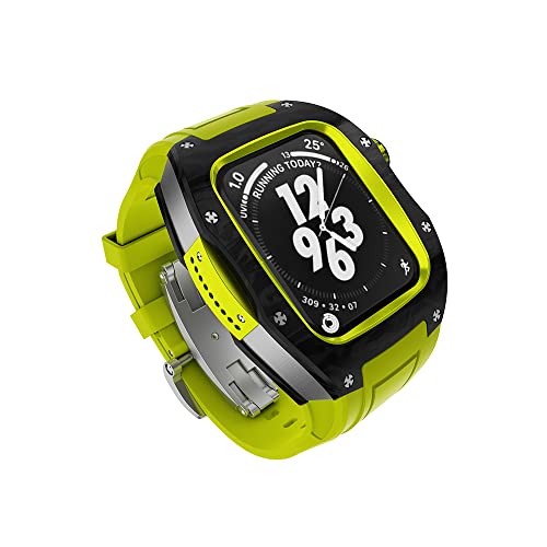 Boîtier carbone pour Apple Watch 45mm : kit modification luxe et bracelet fluorocarboné
