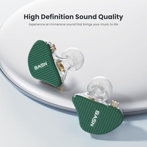 Image of BASN Mix-PD in Ear Monitor,Planar Driver+Dynamic Driver 2-Pin Cable,Green | Two Mixed Drivers IEM with CNC Crafted Metal Cover, Wired Detachable 0.78mm 2-Pin Silver Plated OFC Cable for Musicians