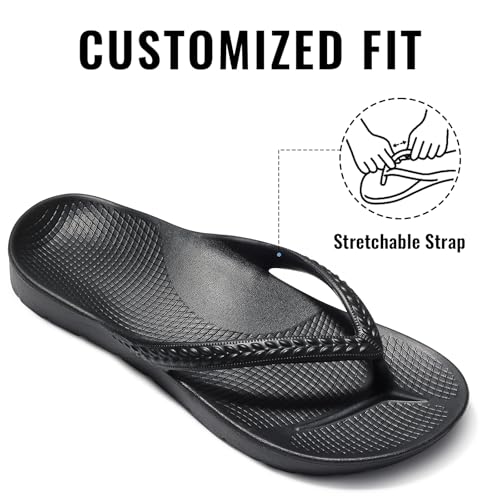 Litfun Women's Arch Support Flip Flops for Plantar Fasciitis Orthopedic Thong Sandals Comfortable Summer Beach Pool Slides4