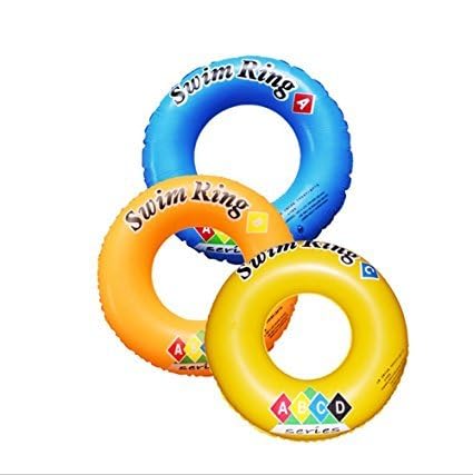 Image of Inflatable Swimming Rings Floater for Kids & Adult| Large Blow-Up Swim Circle Float for Summer Fun| Easy-to-Inflate Floating Tube for Pool Party, Lake, Beach (Multicolor 70 CM)- Pack of 1