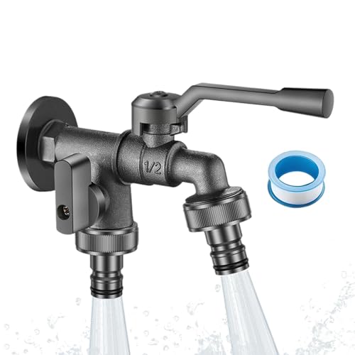 Teksome Robinet D'Eau De Jardin,Robinet multitâche robuste,Sortie d'eau extérieure 2 voies pour arrosage | Pour Le Lavage De Voitures, Fleurs, Irrigation, Professionnels, Propriétaires, Et Jardiniers