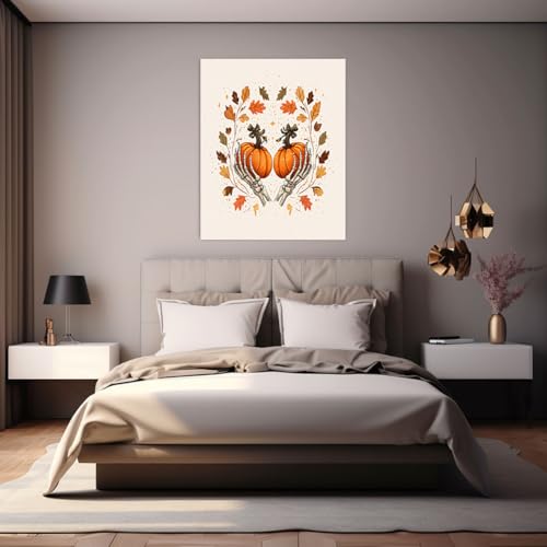 Décoration Murale Halloween Poster Boho Rétro Citrouille Marron 70x100cm Salon - 2